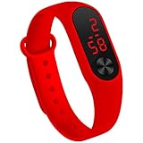 LED Uhr Sportuhr Wasserdichte leuchtende Digitaluhr Armbanduhr (Rot)