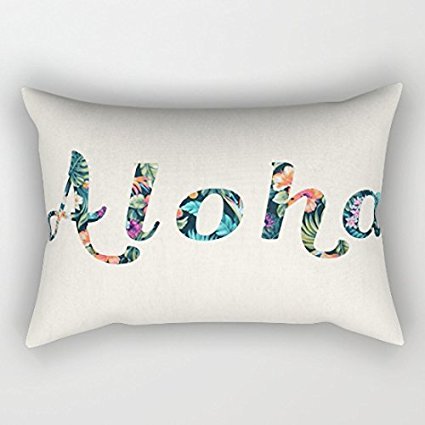 Fashion Floral Aloha Kissenbezüge Deko Leinwand rechteckig Reißverschluss Rechteck Kissen 12 x 20