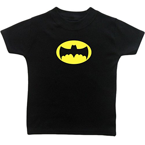 1960's Batman Logo Baby T-Shirt (6-12 months Black T-Shirt - Yellow Vinyl)
