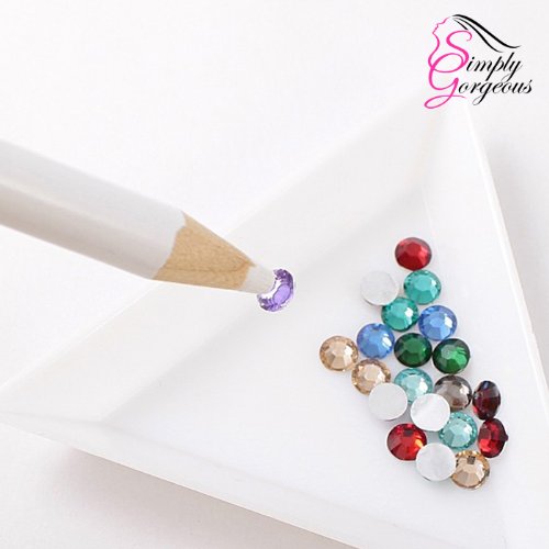 2 X Rhinestone Gem Crystal Wax Pencil Picker For Nail Art