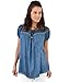 Womens Gypsy Boho Loose Lightweight Off Shoulder Top Blouse Tunic Shirt (Denim,Small-Medium)