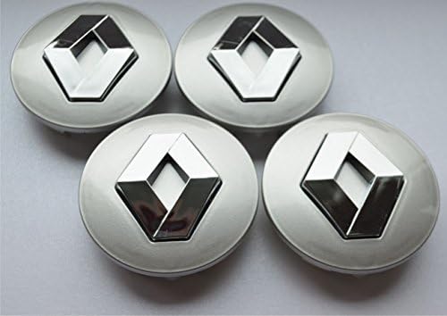 RENAULT 4pcs x 57mm Car Emblem Badge Sticker Wheel Hub Caps Centre Cover Silver