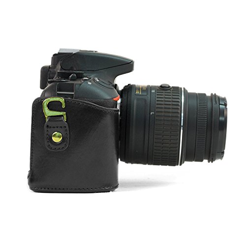 MegaGear Ever Ready    tui de Protection en Cuir Noir Pour Appareil Photo  sac pour Nikon D5300 Cameras with 18-55mm 18-135mm 18-200mm Lentille