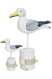 Möwe auf Poller, 14cm Maritime Dekoration