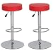 Produktbild Ribelli® Barhocker höhenverstellbar 2er Set rund, 360° drehbar-als Barstuhl sowie Tresenhocker-mit Kunstleder-Polster und Chromgestell - Farbe: ROT