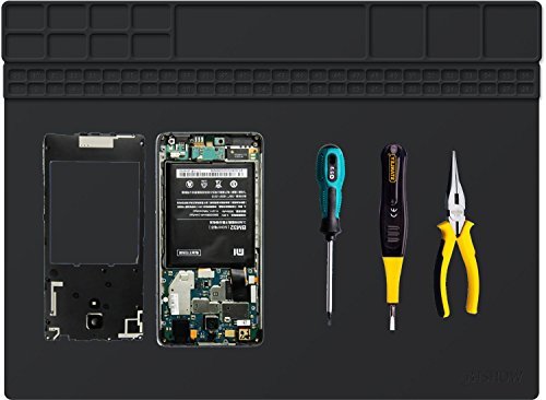 BTSHOW Hitzebeständige Lötmatte Solder Mat Staubdicte Tisch-Arbeitsmatte Hitzeschutzmatte, Schweißmatte, Schweißen Profi Silikon Lötunterlage Projektmatte Reparaturmatte zum Hochtemperatur Lötstation, Lötkolben, Heissluftgebläse, Werkbank Reparatur Operator Station für Elektronikreparatur 40x30CM,Schwarz - 3