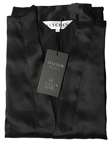 FLYCHEN Herren Lange Klassische Satin Robe Morgenmantel Bademantel 4 Farbe - 7