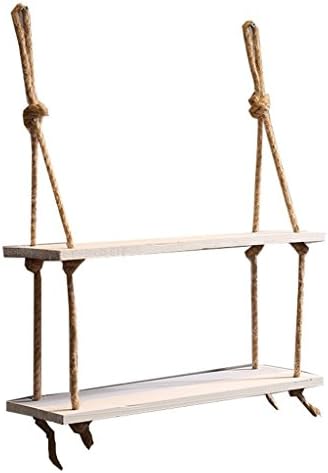 ZHIWUJIAZXM GRJH® Industrial Wind Shelf Creative Tea shop room Wall Wall Hemp rope racks Wall decorations Wall pendant Waterproof and durable (Color : White)