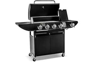 TOUCH OF VOGUE Deluxe 4+1 Gas Burner Grill BBQ Barbecue incl. Side Burner