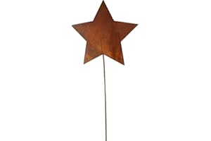 MATCHES21 HOME & HOBBY matches21 - Stella decorativa a forma di stella sull'asta, in metallo effetto ruggine, 1 pezzo, Ø 16 x 60 cm, colore: Marrone