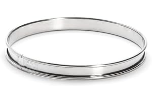 De Buyer - Cercle à tarte rond en inox à bord roulé - 18 x 2 cm - Surface Lisse, Démoulage Facile, Pour des Résultats Sans Défaut et Délicieux, Argent