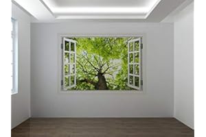 WMOLTDTM Beautiful Spring Tree Leaves Photo Window Wall Sticker Wall Mural (5270055ww) (160cm x 120cm)