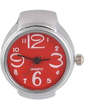 Fasherati Stahl runde rote elastische Quarz-Finger-Ring-Uhr für Mädchen