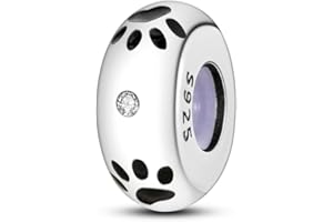 CYCUFF Clip Spacer Charm per bracciale in argento Sterling 925, con zirconi cubici, chiusura a clip, idea regalo per donne e ragazze