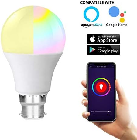AOTUO Smart Cellphone Voice WiFi Control Light LED Light Bulb 11W RGB B22 Lamp Remote Control Compatible Alexa Google
