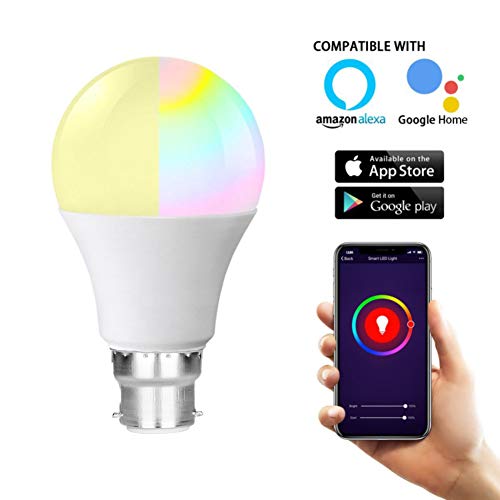 AOTUO Smart Cellphone Voice WiFi Control Light LED Light Bulb 11W RGB B22 Lamp Remote Control Compatible Alexa Google