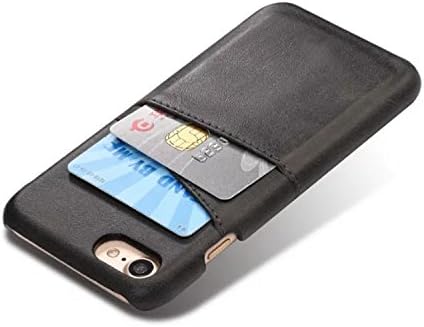 iPhone 7 Plus / iPhone 8 Plus Leather Case Card Holder Wallet - Stores Credit Cards, Debit Cards and Cash - Premium Vintage Soft Leather - Ultra Slim Professional Executive Snap On Back Cover - Black