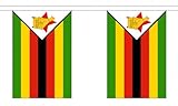 9 metros (900cm) Largo 9 Metros 30 (9\" x 6\") Bandera Zimbabue Zimbabwe 100% Poliéster Material Guirnalda Ideal Decoración Fiesta Para La Calle Casa Pubs Clubs Escuelas
