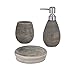 Produktbild axentia Accessoires Oxford-Bad Utensilien-Badezimmer Set aus Seifenspender, Seifenschale & Zahnputzbecher-Badzubehör mit Seifenschaumspender Wiederbefüllbar, Keramik, Grau, 1 x 1 x 1 cm