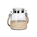 Produktbild Relaxdays Windlicht mit Kordel LUMI, 3 Liter, klein, Echt-Glas, mit Seilgriff aus Jute, Teelichthalter mit Metallrand, Glaslaterne, natur