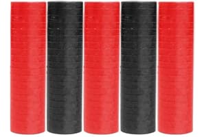 PLAYFLIP Luftschlangen Papier bunt Party Deko Geburtstag Hochzeit Set holografisch, Stück:5 Stück, Luftschlangen:Rot/Schwarz