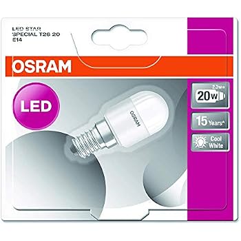 OSRAM LED STAR SPECIAL T26 / DEL: E14, 2,30 W, 20 W En Remplacement, Dépoli, Angle De Rayonnement: 160 °, Lumière Du Jour Froide, 6500K, Paquet De 9