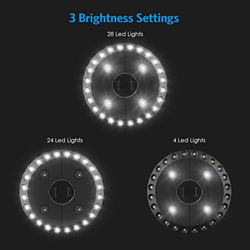 Amir LED-Schirmleuchte, Cordless 28 LED Patio Umbrella Light, 3 Modi Sonnenschirm beleuchtung, Batteriebetriebene Regenschirm Pole Light Zelt Licht für Regenschirme, Camping Zelte oder Outdoor Use - 3