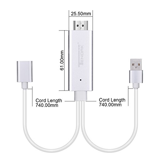 Tendak 1080P Lightning zu HDMI Adapter Spiegelung Kabel mit USB Ladekabel für iphone ipad Samsung Smartphones – Plug & Play - 3