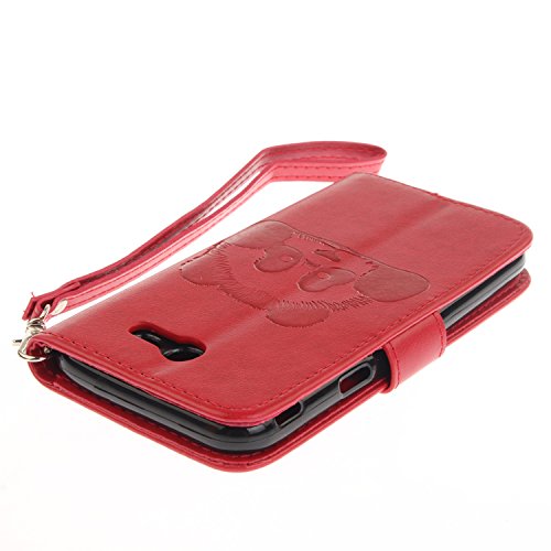 Lonchee Samsung Galaxy J5 2017 Wallet Tasche Brieftasche Schutzhülle , Panda geprägtes Muster Design Hochwertige PU Leder Folio Tasche Case Hülle im Bookstyle mit Standfunktion Kredit Kartenfächer (rot) - 3