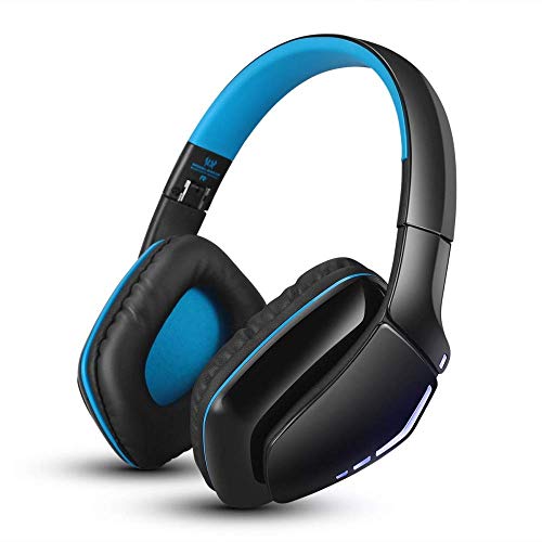 Preisvergleich Produktbild GXWLWXUP Gaming Headset - Bluetooth-Stereo-Headset Drahtloses Headset mit Mikrofon Faltbares Handy / Tablet / Laptop / PS4, Sport-Bluetooth-Musik-Headset (Color : Blue)