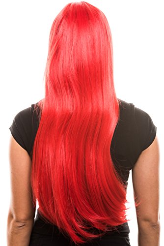 Balinco Haute qualité Perruque Cheveux Longs (Lisser Les Cheveux) en 10 différentes Couleurs - Rouge