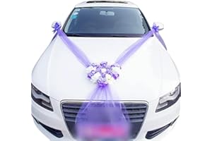 Guirlande De DéCoration Mariage Voiture,Deco Voiture Mariage Ruban De DéCoration De Mariage DéCoration De Fleur Avant Voiture Mariage pour Voiture Grand NœUd, Fleur De Voiture