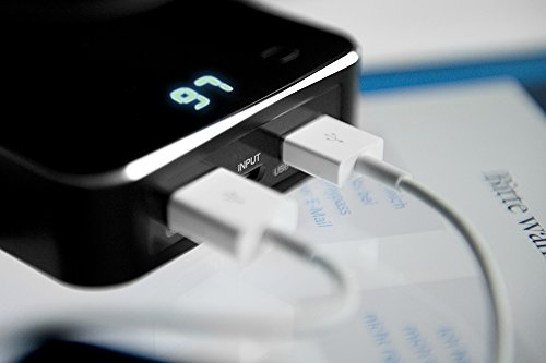 ednet 31891 Power Bank mit LED-Display, Kapazität: 7.800 mAh, 2x USB Port ( 1A + 2,1A) + Micro USB, kompakte Größe, schwarz - 3