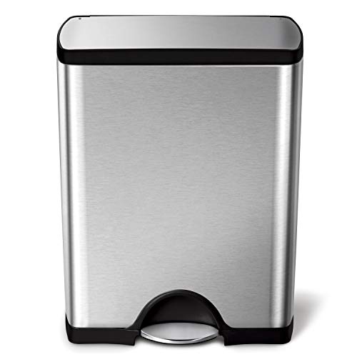 simplehuman CW1816 poubelle rectangulaire à pédale, acier inox brossé anti-traces 50 L