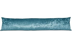 LANCASHIRE TEXTILES LIMITED MANUFACTURERS OF QUILTS, PILLOWS AND HOMEWARES Lancashire Textiles Crushed Velvet Door Draught Excluder Sausage in Aqua Blue – ENERGY EFFICIENT, MADE IN BRITAIN with 100% Hollowfibre Filling, W20cm x L85cm (8” X 35”)