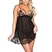 Produktbild TianWlio Damen Dessous Sexy Spitze Passion Lingerie Tiefer V-Halter Dessous Babydoll G-String Kleid