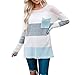 Produktbild MYMYG Damen Patchwork Langarmshirt Long Sleeve Striped Sweater Oversized Gestrickte Tasche Jumper Pullover Top Baumwolle Hemden Solide Freizeit Tops Oberbekleidung