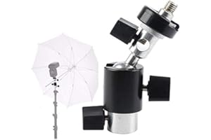 Hensych Adaptador giratorio de 3 vías para montaje de zapata de montaje en flash para paraguas de para Canon para Nikon/para Sony Flash Speedlite