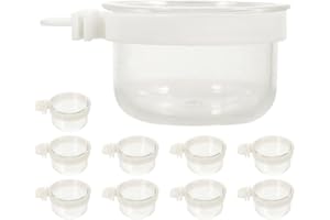 Happyyami Bird Split Food Box 2-in-1 Detachable Feeding and Watering Bowls for Parrots Small Cage Cups Suitable for Canaries and Quails 2.8 Inch Compact Size
