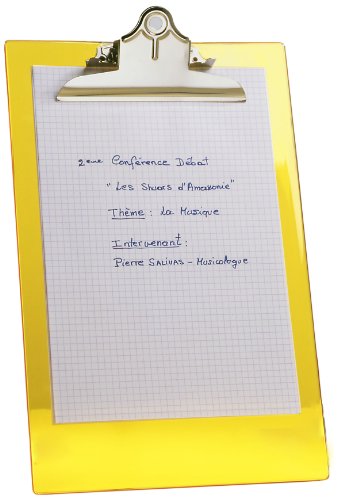 Alba PLANEON J - Portapapeles rígido con clip, color amarillo translúcido