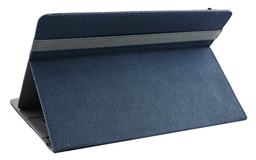 Emartbuy® Alcatel OneTouch Pixi 3 10 Zoll Tablet Universal ( 9 – 10 Zoll ) Dark Blau Premium PU Leder Multi-Angle Exekutive Folio Geldbörse Tasche Hülle Grey Innenraum mit Kartensteckplätze + Blau Eingabestift - 6