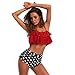 Produktbild Bikini-Set Internet Damen Einfarbig Schulterfrei Crop Tops Reizvolle Bademode + Vintage Farbdruck Badeshorts Mode Swimwear Beachwear Badeanzug High Waist Bikini Set (Schwarz, XL)