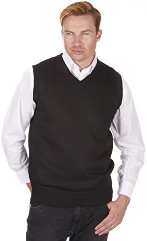 Mens Pierre Roche Sleeveless Jumper, 26A326 BLACK, XX-Large