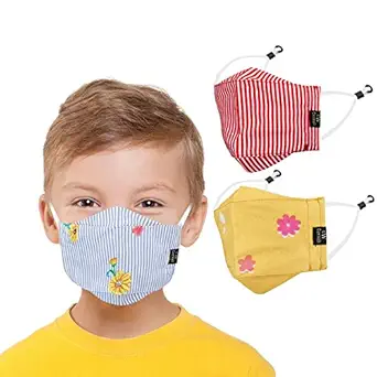 Kids Cotton 3D Mask with 6 Layer Filtration | Reusable, Washable & Breathable N95 Cloth Face Mask | Adjustable Earloops for Boys Girls Children