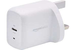 Amazon Basics 20W One-Port USB-C Wall Charger, Non-GaN, UK Plug, 7.06 x 2.76 x 4.41 cm, White