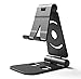 Price comparison product image SERARY Phone Stand Holder,Adjustable Folding Tablet Stand,Mobile Cell Phone Stand Black for Samsung S10 S9 S8 S7 S6 A7 Huawei P10 P20 Lite P30 iPhone X 6 7 8 9 and tablets (4-8 Zoll)