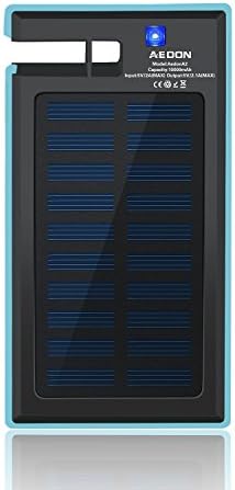 Solar Charger 10000mAh Waterproof Portable External Battery USB Charger Built in LED light for iPad iPhone Android Cellphones ( Blue )