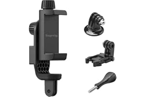 Suptig Supporto per telefono per treppiede, adattatore per treppiede per action camera, compatibile con iPhone, Gopro, DJI Action, Insta 360, Akaso, Mic, accessori fotografici con luce LED