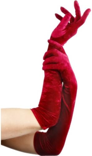 Scarlet Stretch Velvet 21" Deluxe Gloves - Red Right Size &amp; Length Sexy &amp; Fetish