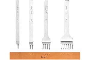 WUTA Leder Locher Werkzeug, Zweite Generation Hochwertige Interdentalpolitur Leder Meißel Locher Werkzeug für DIY Craft(4mm 1+2+4+6）